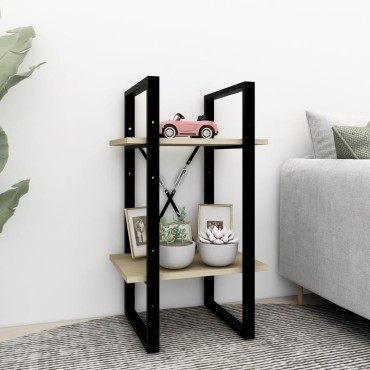 vidaXL Βιβλιοθήκη με 2 Ράφια Sonoma Δρυς 40x30x70cm Επεξ. Ξύλο 1 τεμ.