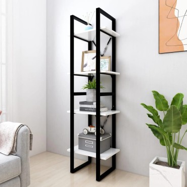 vidaXL Βιβλιοθήκη με 4 Ράφια Λευκή 40x30x140cm από Επεξ. Ξύλο 1 τεμ.
