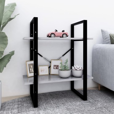 vidaXL Βιβλιοθήκη με 2 Ράφια Γκρι Σκυρ. 60x30x70cm Επεξ. Ξύλο 1 τεμ.