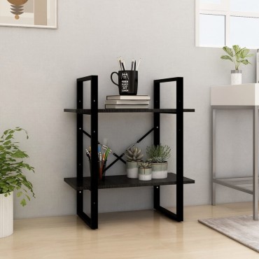 vidaXL Βιβλιοθήκη με 2 Ράφια Μαύρη 60x30x70cm από Μασίφ Ξύλο Πεύκου 1 τεμ.