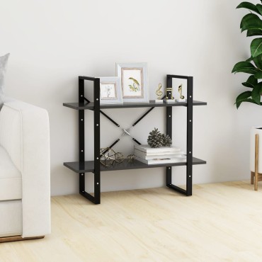 vidaXL Βιβλιοθήκη με 2 Ράφια Γκρι 80x30x70cm από Επεξ. Ξύλο 1 τεμ.