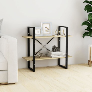 vidaXL Βιβλιοθήκη με 2 Ράφια Sonoma Δρυς 80x30x70cm Επεξ. Ξύλο 1 τεμ.