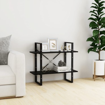 vidaXL Βιβλιοθήκη με 2 Ράφια Μαύρη 80x30x70cm Μασίφ Ξύλο Πεύκου 1 τεμ.