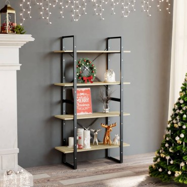 vidaXL Βιβλιοθήκη με 4 Ράφια Sonoma Δρυς 80x30x140cm από Επεξ. Ξύλο 1 τεμ.