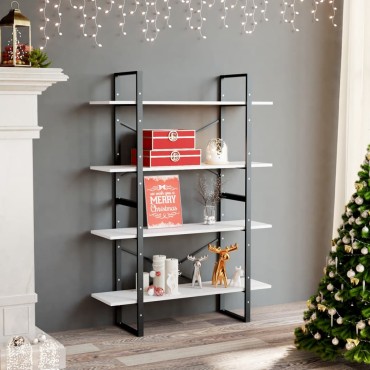vidaXL Βιβλιοθήκη με 4 Ράφια Λευκή 100x30x140cm από Επεξ. Ξύλο 1 τεμ.