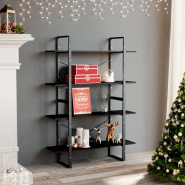 vidaXL Βιβλιοθήκη με 4 Ράφια Μαύρη 100x30x140cm από Επεξ. Ξύλο 1 τεμ.