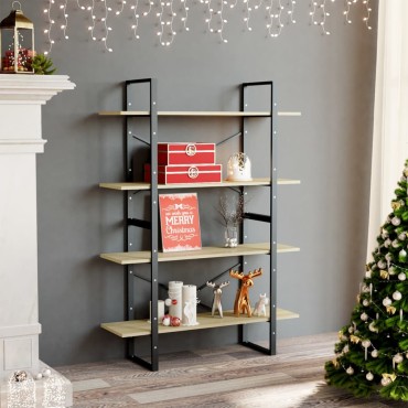 vidaXL Βιβλιοθήκη με 4 Ράφια Sonoma Δρυς 100x30x140cm από Επεξ. Ξύλο 1 τεμ.