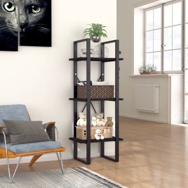 vidaXL Βιβλιοθήκη με 3 Ράφια Μαύρη 40x30x105cm από Επεξ. Ξύλο 1 τεμ.