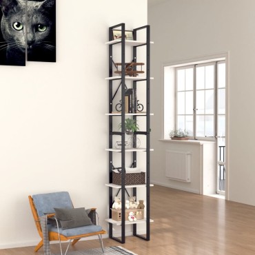 vidaXL Βιβλιοθήκη με 6 Ράφια Λευκή 40x30x210cm από Επεξ. Ξύλο 1 τεμ.