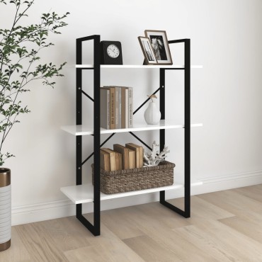 vidaXL Βιβλιοθήκη Λευκή 80x30x105cm από Επεξ. Ξύλο 1 τεμ.