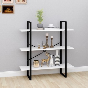 vidaXL Βιβλιοθήκη με 4 Ράφια Λευκή 100x30x105cm από Επεξ. Ξύλο 1 τεμ.