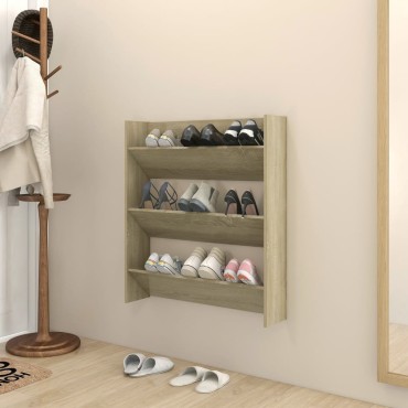 vidaXL Παπουτσοθήκη Τοίχου Sonoma Δρυς 80x18x90cm Επεξ. Ξύλο