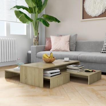 vidaXL Τραπεζάκι Σαλονιού Ζιγκόν Sonoma Δρυς 100x100x26,5cm Επεξ. Ξύλο 1 τεμ.