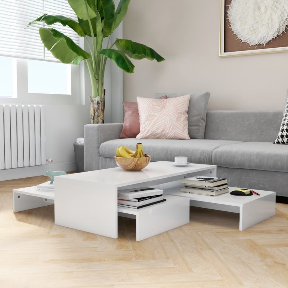 vidaXL Τραπεζάκι Ζιγκόν Γυαλιστερό Λευκό 100x100x26,5cm 1 τεμ.