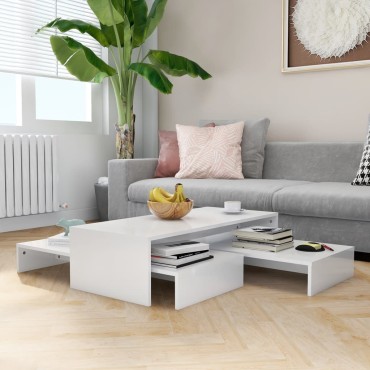 vidaXL Τραπεζάκι Ζιγκόν Γυαλιστερό Λευκό 100x100x26,5cm 1 τεμ.