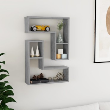 vidaXL Ραφιέρες Τοίχου 2 τεμ. Γκρι Σκυροδ. 50x15x50cm από Επεξ. Ξύλο