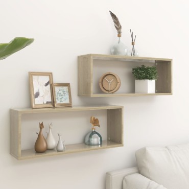 vidaXL Ράφια Κύβοι Τοίχου 2 τεμ. Sonoma Δρυς 60x15x23cm Επεξ. Ξύλο