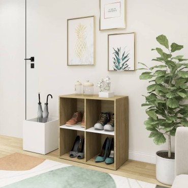 vidaXL Παπουτσοθήκη Χολ Λευκή/Sonoma Δρυς 105x35,5x70cm Επεξ. Ξύλο