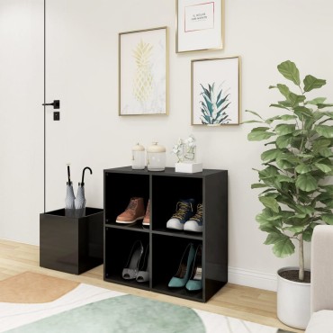 vidaXL Παπουτσοθήκη Χολ Γυαλ. Γκρι 105x35,5x70cm από Επεξ. Ξύλο