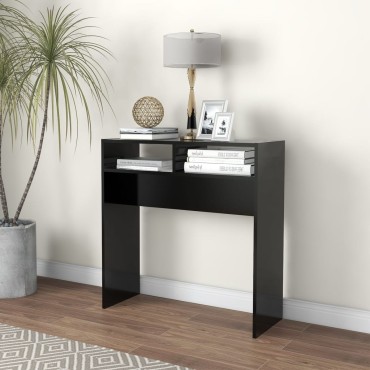 vidaXL Τραπεζάκι Κονσόλα Μαύρο 78x30x80cm από Επεξ. Ξύλο 1 τεμ.