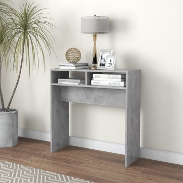 vidaXL Τραπεζάκι Κονσόλα Γκρι Σκυροδέματος 78x30x80cm Επεξ. Ξύλο 1 τεμ.
