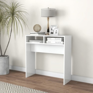 vidaXL Τραπεζάκι Κονσόλα Γυαλιστερό Λευκό 78x30x80cm Μοριοσανίδα 1 τεμ.