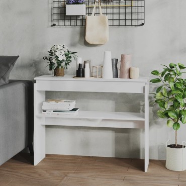 vidaXL Τραπεζάκι Κονσόλα Γυαλιστερό Λευκό 102x30x80cm Επεξ. Ξύλο 1 τεμ.