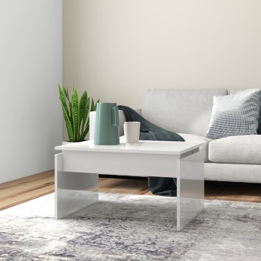 vidaXL Τραπεζάκι Σαλονιού Γυαλ. Λευκό 68x50x38cm από Επεξ. Ξύλο 1 τεμ.