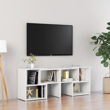 vidaXL Έπιπλο Τηλεόρασης Λευκό Γυαλ. 104x30x52cm από Επεξ. Ξύλο