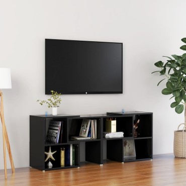 vidaXL Έπιπλο Τηλεόρασης Μαύρο Γυαλ. 104x30x52cm από Επεξ. Ξύλο