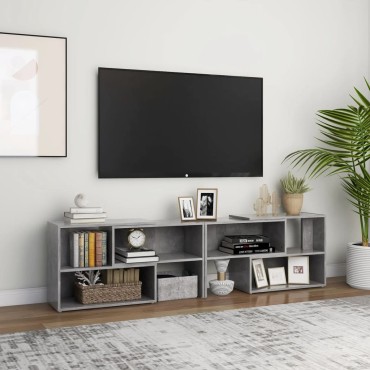 vidaXL Έπιπλο Τηλεόρασης Γκρι Σκυροδέματος 149x30x52cm Επεξ. Ξύλο