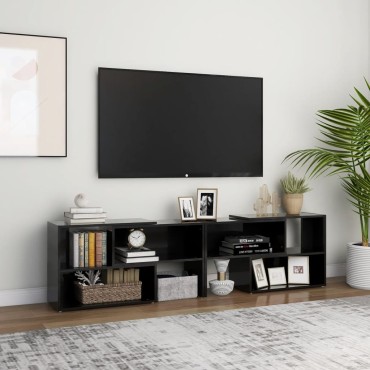 vidaXL Έπιπλο Τηλεόρασης Γυαλιστερό Μαύρο 149x30x52cm Επεξ. Ξύλο