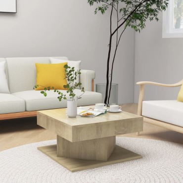 vidaXL Τραπεζάκι Σαλονιού Sonoma Δρυς 57x57x30cm από Επεξ. Ξύλο 1 τεμ.