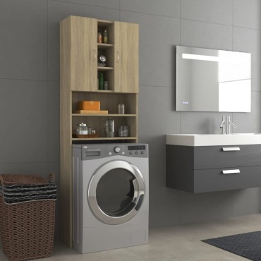 vidaXL Ντουλάπι Πλυντηρίου Sonoma Δρυς 64 x 25,5 x 190 εκ.