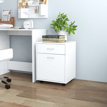 vidaXL Ντουλάπι Τροχήλατο Λευκό 45x38x54cm από Επεξ. Ξύλο 1 τεμ.