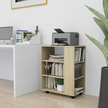 vidaXL Ντουλάπι Τροχήλατο Sonoma Δρυς 60x35x75cm από Επεξ. Ξύλο 1 τεμ.