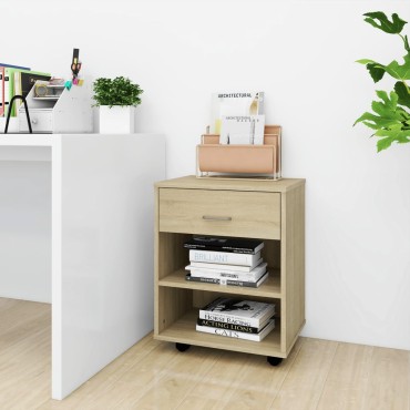 vidaXL Ντουλάπι Τροχήλατο Sonoma Δρυς 46x36x59cm από Επεξ. Ξύλο 1 τεμ.