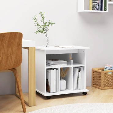 vidaXL Ντουλάπι Τροχήλατο Λευκό 60x45x60cm από Επεξ. Ξύλο 1 τεμ.