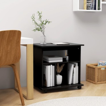 vidaXL Ντουλάπι Τροχήλατο Μαύρο 60x45x60cm από Επεξ. Ξύλο 1 τεμ.