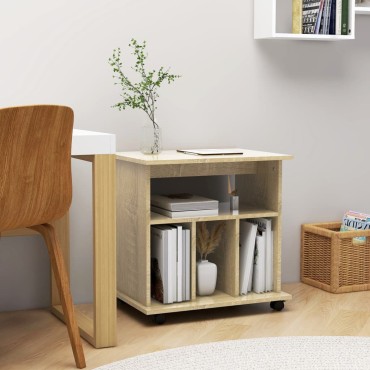 vidaXL Ντουλάπι Τροχήλατο Sonoma Δρυς 60x45x60cm από Επεξ. Ξύλο 1 τεμ.