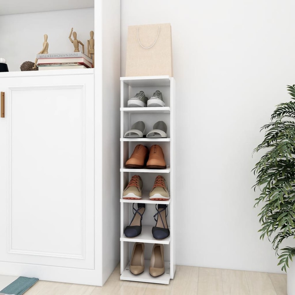 vidaXL Παπουτσοθήκη Λευκή 27,5x27x102cm από Επεξεργασμένο Ξύλο