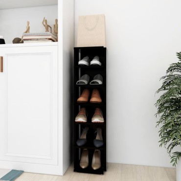vidaXL Παπουτσοθήκη Μαύρη 27,5x27x102cm από Επεξεργασμένο Ξύλο