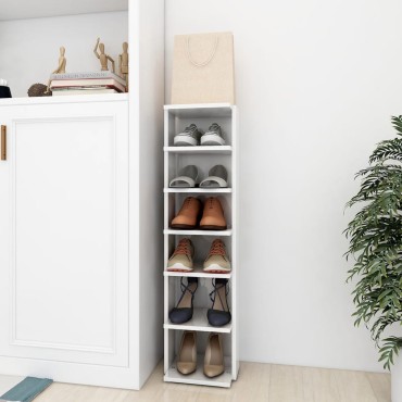vidaXL Παπουτσοθήκη Γυαλιστερή Λευκή 27,5x27x102cm Επεξεργασμένο Ξύλο