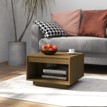 vidaXL Τραπεζάκι Σαλονιού Καφέ Μελί 50x50x33,5cm Μασίφ Ξύλο Πεύκου 1 τεμ.