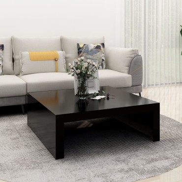 vidaXL Τραπεζάκι Σαλονιού Μαύρο 100x100x35cm από Επεξ. Ξύλο 1 τεμ.