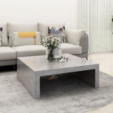 vidaXL Τραπεζάκι Σαλονιού Γκρι Σκυρ. 100x100x35cm Επεξ. Ξύλο 1 τεμ.