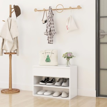 vidaXL Παπουτσοθήκη Λευκή 60x30x45cm από Επεξ. Ξύλο