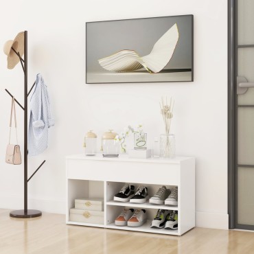 vidaXL Παπουτσοθήκη Λευκή 80x30x45cm από Επεξ. Ξύλο