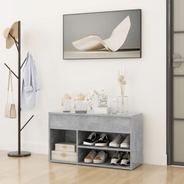 vidaXL Παπουτσοθήκη Γκρι Σκυροδέματος 80x30x45cm από Επεξ. Ξύλο