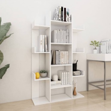 vidaXL Βιβλιοθήκη Λευκή 86x25,5x140cm από Επεξ. Ξύλο 1 τεμ.
